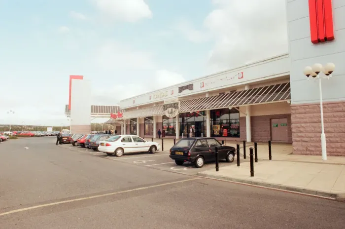 Framed Print : Teesside Retail Park and Leisure Centre, split between the unity authorities of Framed Print : Teesside Retail Park and Leisure Centre, split between the unity authorities of