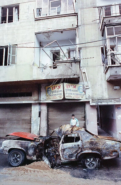 Tel Aviv, Israel, scene of destruction after Scud Missile attack by Iraq, January 1991
