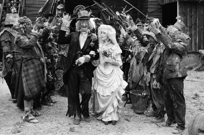 Framed Print : Television character Worzel Gummidge who is played by Jon Pertwee marries his Aunt Sally