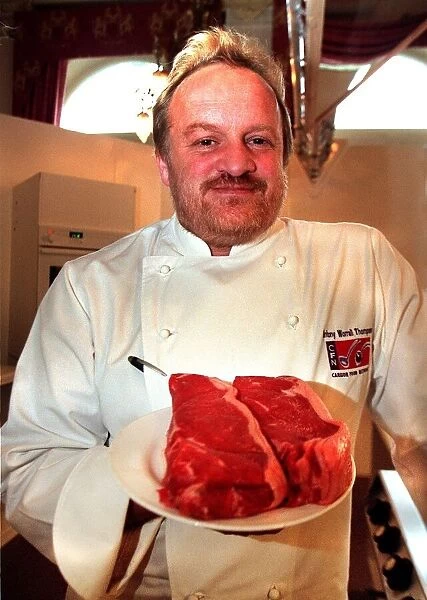 Television chef Anthony Worrall Thompson at Balmoral Hotel cooking with Scottish beef