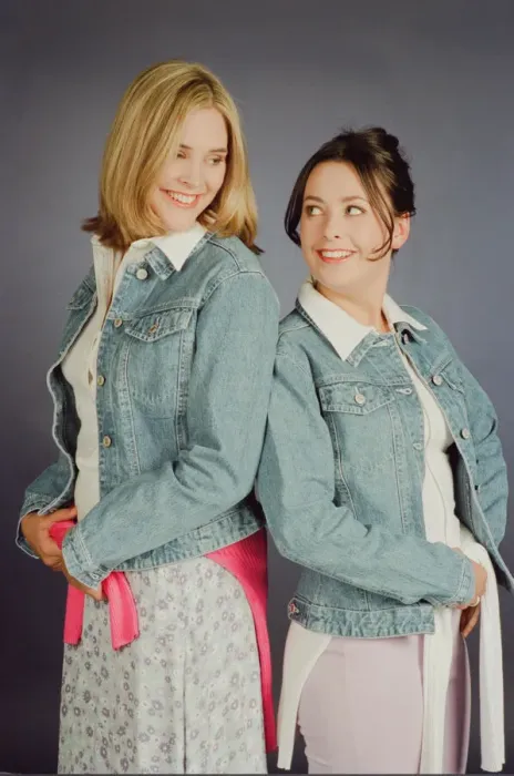 Framed Print : Television presenter Jenni Falconer with friend Vicki Simpson. 24th July 1996