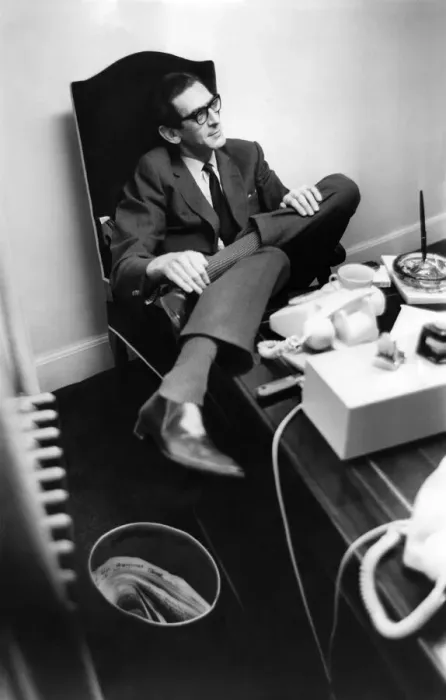 Framed Print : Television presneter Denis Norden sits, a lonely figure at his partnership desk Framed Print : Television presneter Denis Norden sits, a lonely figure at his partnership desk