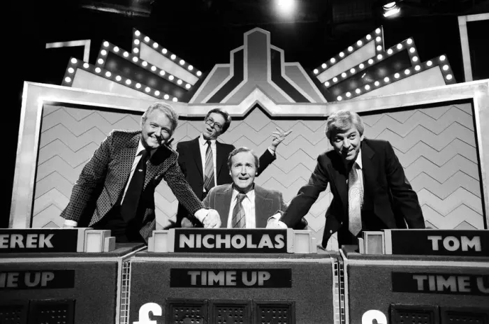 Framed Print : Three of televisions top quizmasters will be facing the questions in a special