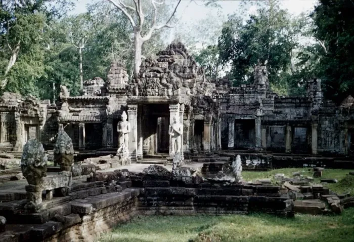 Framed Print : Temple of Prah Khan near Angkor Wat in Kampuchea Cambodia temples ruins