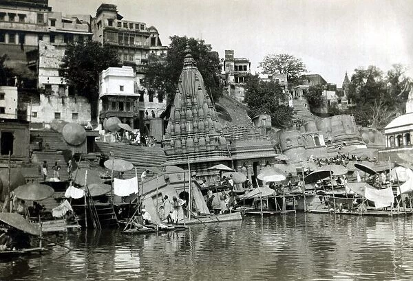 Temples on the River Ganges at Banares (now known as Varanasi), India August 1911