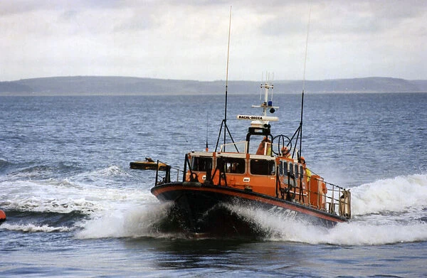 Tenby lifeboat in operation, 1st January 1990
