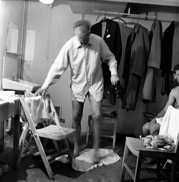 Tennis player Donald Budge seen here in dressing room. November 1953 D6896