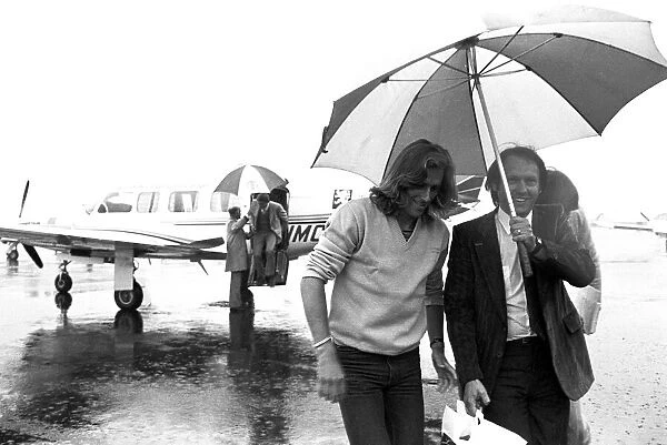 Tennis star Bjorn Borg arriving at Newcastle Airport on 14th June 1980 in terrible