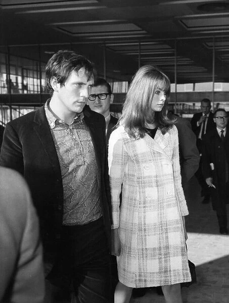 Terence Stamp and Jean Shrimpton, pictured together at London Heathrow Airport