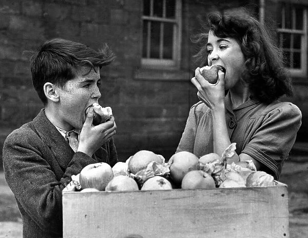 Terence Waite and Eileen Harting enjoy their one of many apples