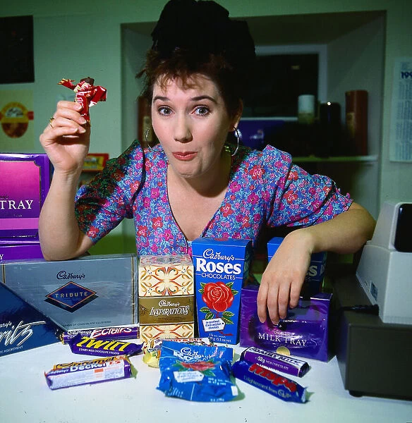 Teri Lally eating chocolate June 1990