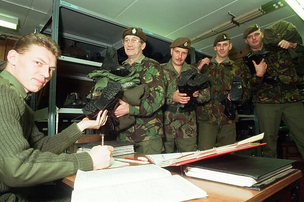 Territorial Army Soldiers volunteer for operations in Bosnia getting their kit