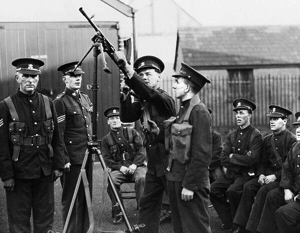 Territorial recruits receiving instructions on the new Bren-Gun at the Drill Hall Merthyr