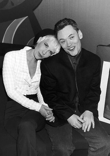 Terry Christian tv presenter with Paula Yates after appearing on The Word