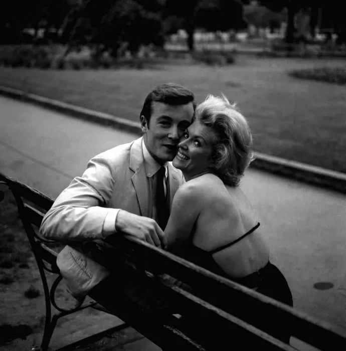 Framed Print : Terry ONeil May 1963 Photographer with girlfriend fiance Vera Day Actress