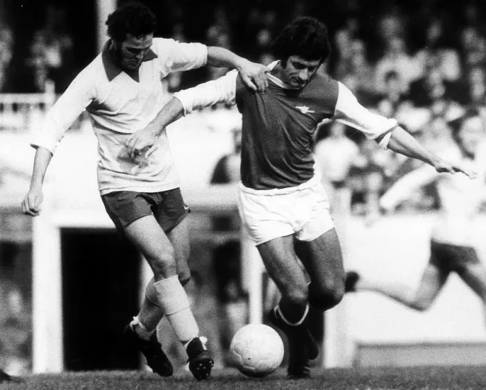 Framed Print : Terry Paine Sept 1972 of Southampton and Frank McLintock of Arsenal Arsenal v Framed Print : Terry Paine Sept 1972 of Southampton and Frank McLintock of Arsenal Arsenal v