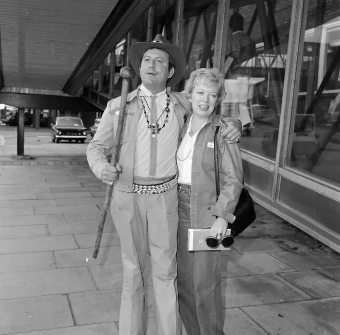 Framed Print : Terry Scott and June Whitfield at London Heathrow Airport Picture taken 15th Framed Print : Terry Scott and June Whitfield at London Heathrow Airport Picture taken 15th