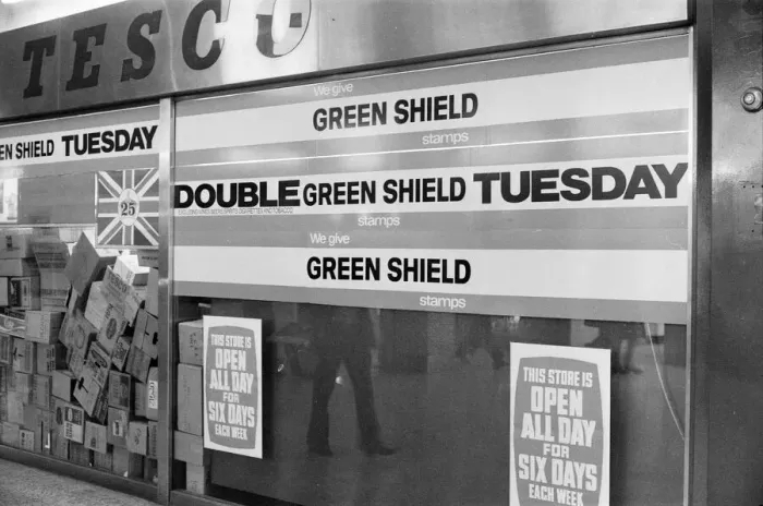Framed Print : Tesco Supermarket Store, London, 9th May 1977. Tesco Supermarket Chain has made Framed Print : Tesco Supermarket Store, London, 9th May 1977. Tesco Supermarket Chain has made