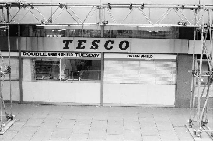 Framed Print : Tesco Supermarket Store, London, 9th May 1977. Tesco Supermarket Chain has made Framed Print : Tesco Supermarket Store, London, 9th May 1977. Tesco Supermarket Chain has made