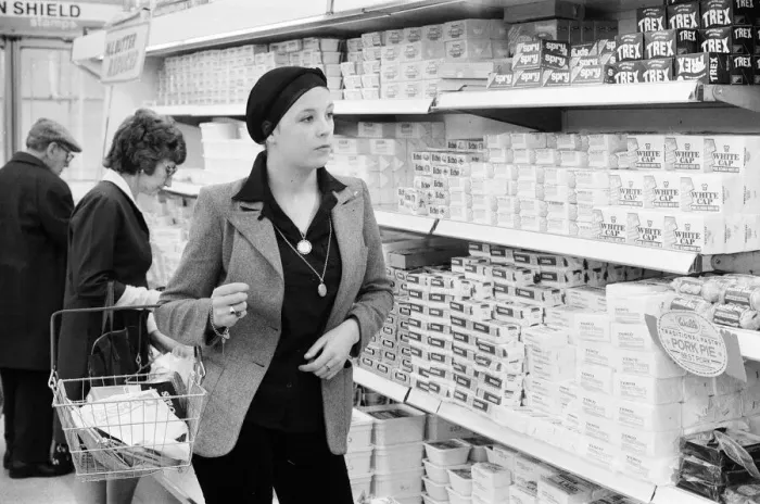 Framed Print : Tesco Supermarket Store, London, 9th May 1977. Tesco Supermarket Chain has made