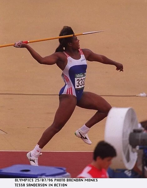 Tessa Sanderson of Great Britain rears back for a throw during the women