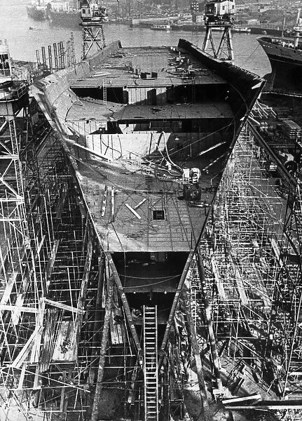 The the luxury liner Vistafjord under construction at the Neptune Yard of Swan Hunter