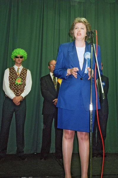 Theresa May seen here making her victory speech after being elected as the MP for