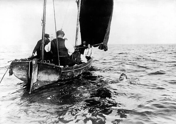 Thomas William Burgess swimming the channel. 7th September, 1911