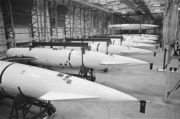Thor missiles in hangar. 1963