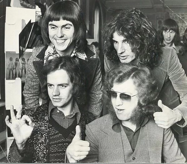 Thumbs up from the Black Country rock group Slade. 24  /  02  /  1975 Top - Dave Hill