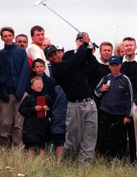 Framed Print : Tiger Woods golfer blasts from the rough July 1997 on the eve of the Open Golf tournament Framed Print : Tiger Woods golfer blasts from the rough July 1997 on the eve of the Open Golf tournament
