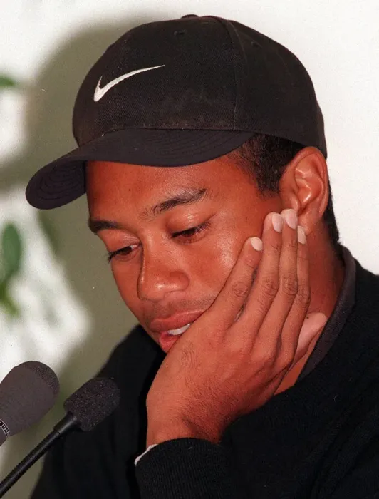 Framed Print : Tiger Woods golfer at a press conference July 1997 on the eve of the Open Golf tournament Framed Print : Tiger Woods golfer at a press conference July 1997 on the eve of the Open Golf tournament