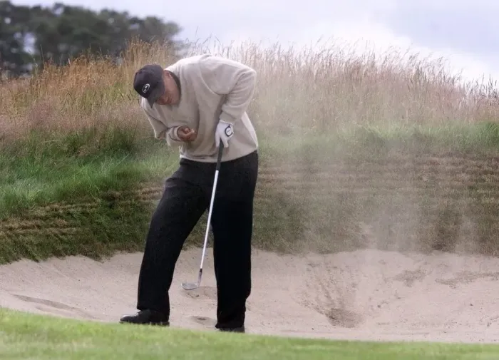 Framed Print : Tiger Woods The Open Championship golf 1999 Carnoustie caught by a sandstorm in Framed Print : Tiger Woods The Open Championship golf 1999 Carnoustie caught by a sandstorm in