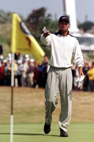 Tiger Woods at Open Golf Championship Birkdale July 1998 On 9th Green