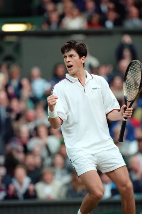 Framed Print : Tim Henman of Great Britain in action during his Fourth Round Match of the Mens Singles Framed Print : Tim Henman of Great Britain in action during his Fourth Round Match of the Mens Singles