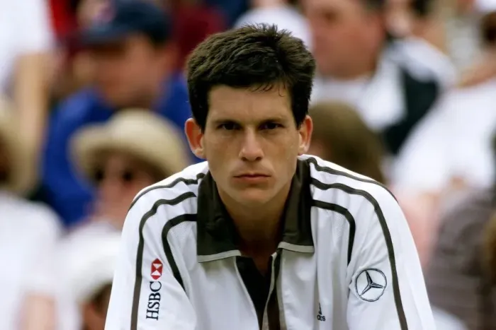 Framed Print : Tim Henman looks dejected after losing to Pete Sampras in the mens single Framed Print : Tim Henman looks dejected after losing to Pete Sampras in the mens single