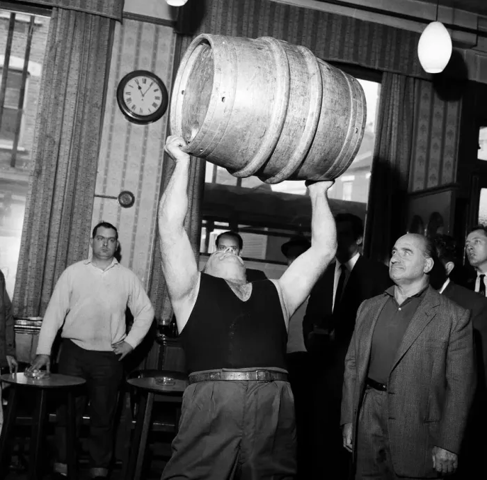 Framed Print : One time circus strong man, Mr Butty Sugrue, now the publican of Courage Framed Print : One time circus strong man, Mr Butty Sugrue, now the publican of Courage