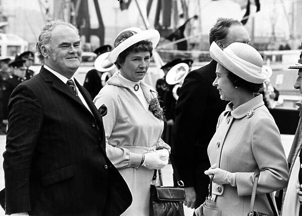 During her time at Tees Dock, the Queen has a chat with Langbaurgh Council leader