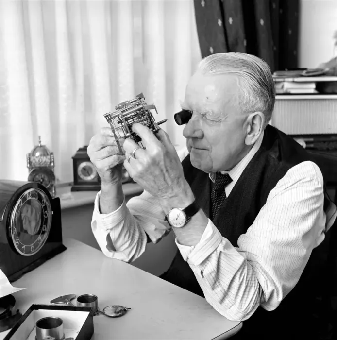 Framed Print : Timelord: Clock repairer Bill Marshall seen here repairing the movement to a mantle clock Framed Print : Timelord: Clock repairer Bill Marshall seen here repairing the movement to a mantle clock
