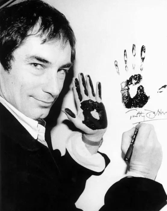 Framed Print : Timothy Dalton actor makes his mark in the Wall of Fame at the Theatre Museum in Londons Framed Print : Timothy Dalton actor makes his mark in the Wall of Fame at the Theatre Museum in Londons