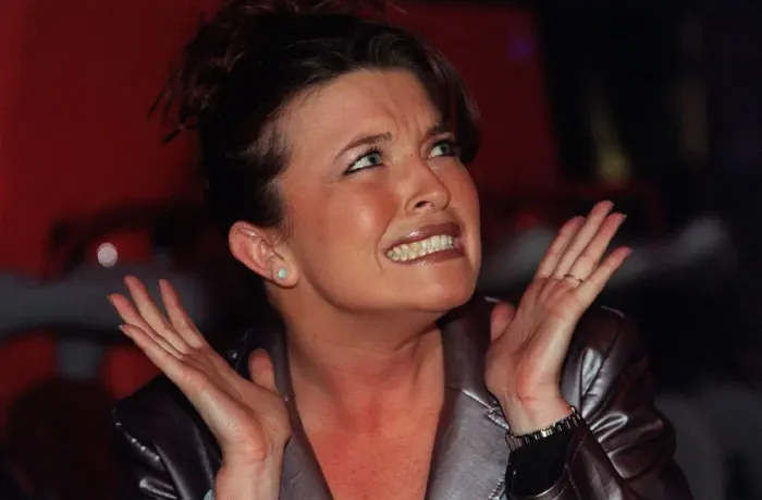 Framed Print : Tina Hobley Actress March 98 Coronation Street actress on the Pepsi Max ride