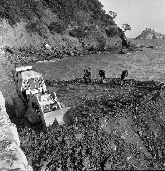 Tipping on Meadfoot Beach, Torquay February 1964