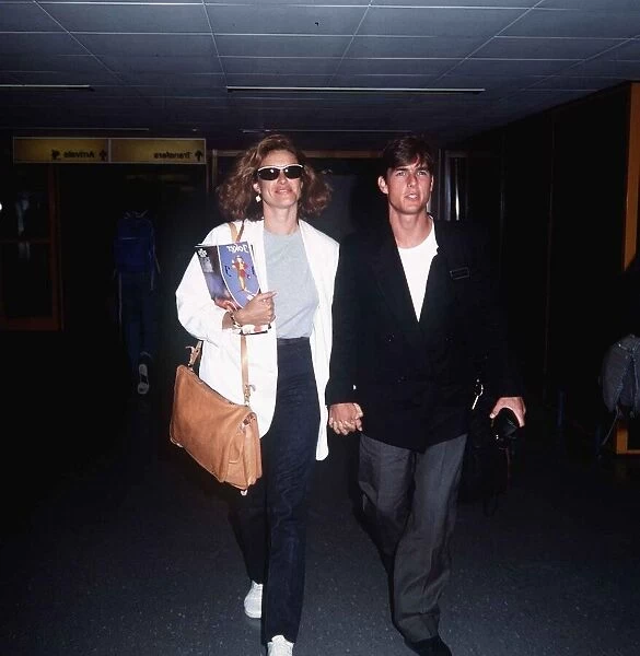 Tom Cruise actor and wife leaving Heathrow for holiday in Moscow August 1987