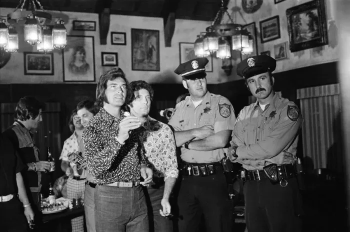 Framed Print : Tom Jones and Engelbert Humperdinck meet in a British style pub in Sacramento, California
