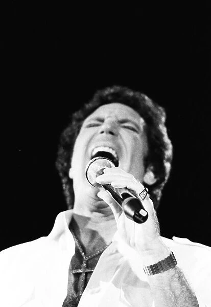Tom Jones perfuming live in Cardiff, Wales, for the first time in ten years