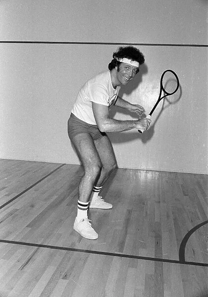 Tom Jones plays squash at Caesars Palace Hotel, Las Vegas. 2nd December 1982