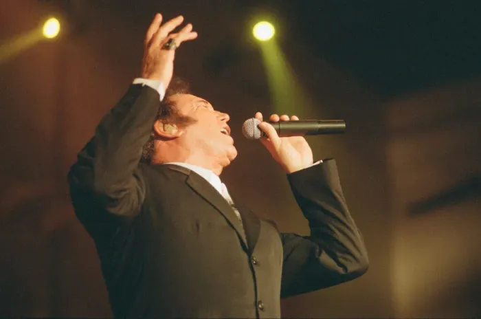 Framed Print : Tom Jones, (singer from Wales) performs at The Cardiff International Arena (The CIA Framed Print : Tom Jones, (singer from Wales) performs at The Cardiff International Arena (The CIA