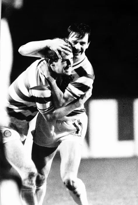 Framed Print : Tommy Burns Celtic football player celebrates with Charlie Nicholas sdrscottishcupfinal Framed Print : Tommy Burns Celtic football player celebrates with Charlie Nicholas sdrscottishcupfinal