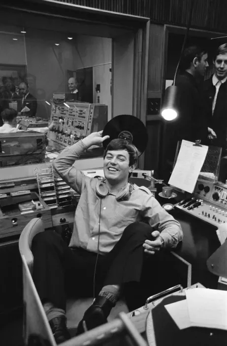 Framed Print : Tony Blackburn, the 22 year old Disc Jockey, finishes his broadcast of the very first Framed Print : Tony Blackburn, the 22 year old Disc Jockey, finishes his broadcast of the very first