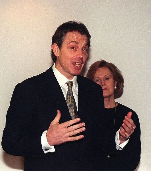 Tony Blair addresses the Labour Party staff at Millbank Towers after the unvieling of